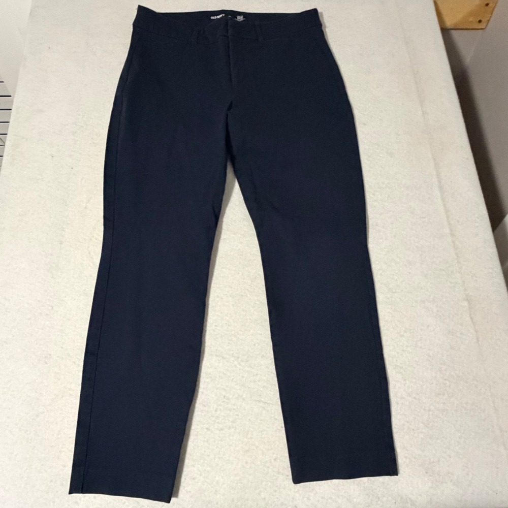 Old Navy High-Rise Pixie Pants Navy Blue Straight Leg Ankle Trousers Size 12